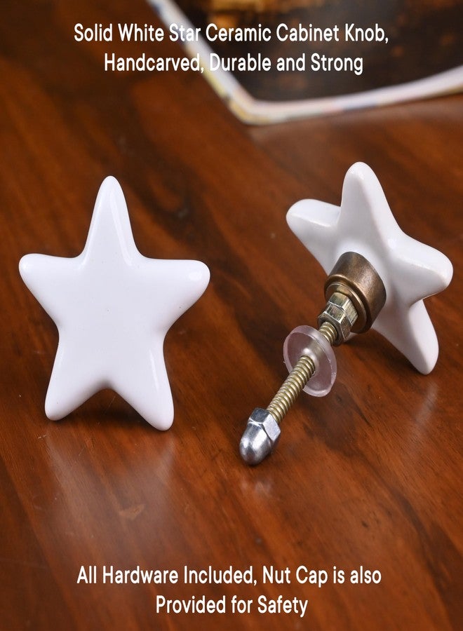 Indian-Shelf IndianShelf 2 Pieces White Star Ceramic Luxury Drawer Knobs for Kitchen Cabinet Hardware Kids Wardrobe Door Pulls Decorative Dresser Elegant knobs for Kids Room - Image 4